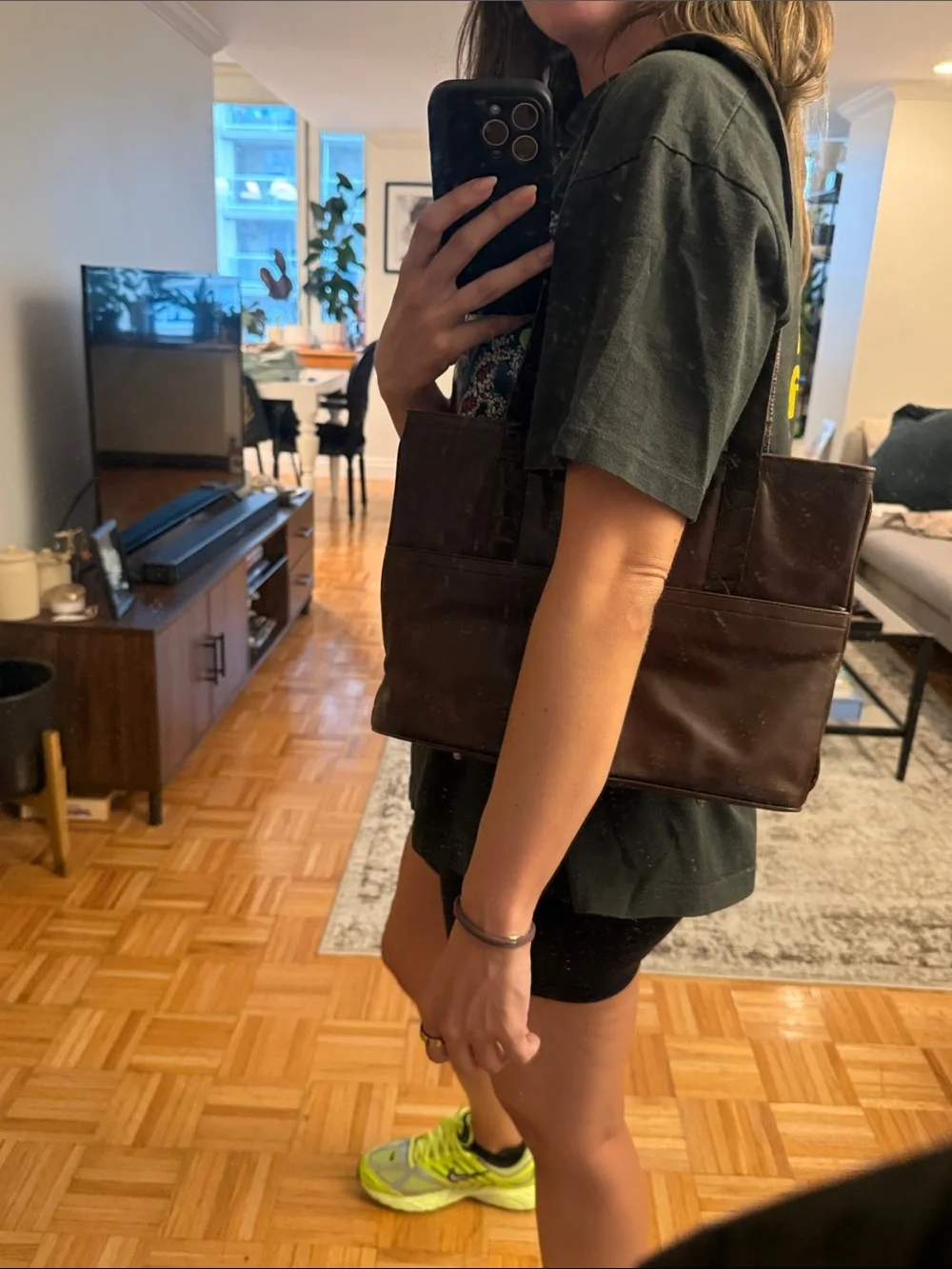 VINTAGE Glen Miller for Ann Turk Dark Brown Leather Bag with Dual Straps